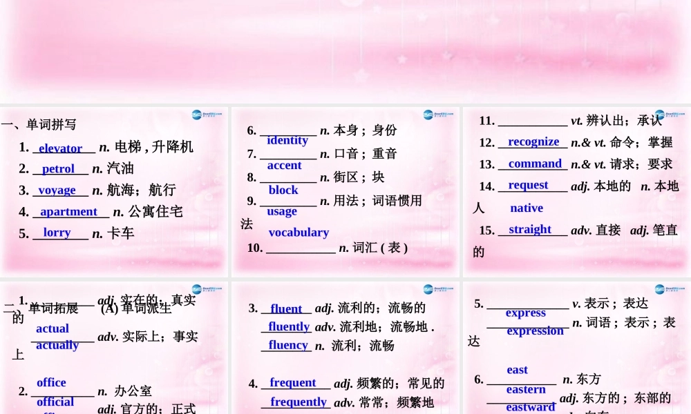 2015高考英语一轮复习 Unit 2 English around the world课件 新人教版必修1