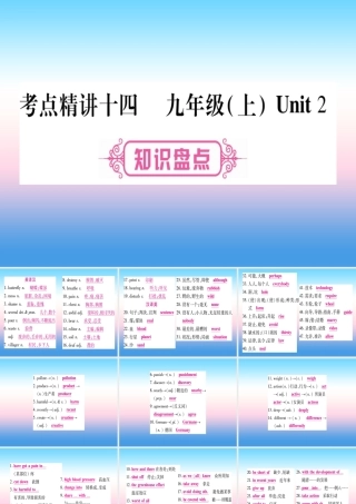 中考英语准点备考 第一部分 教材系统复习 考点精讲十四 九上 Unit 2课件