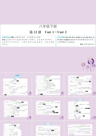 中考英语总复习 第一部分 系统复习 成绩基石 八下 第12讲 Unit 1 2课件