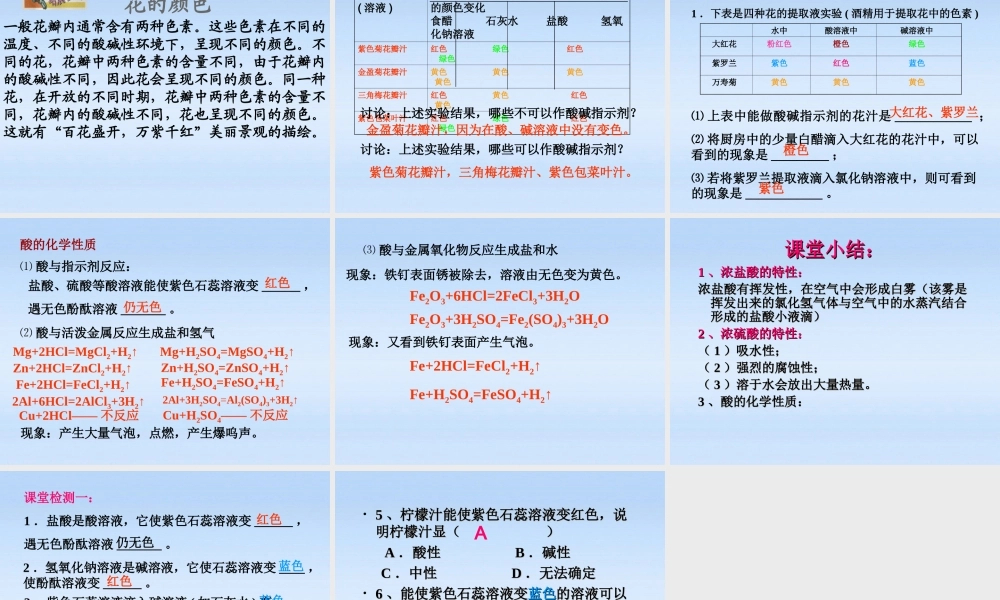 九年级化学下册 第十单元课题一(常见的酸和碱)第一部分酸课件 人教新课标版 课件