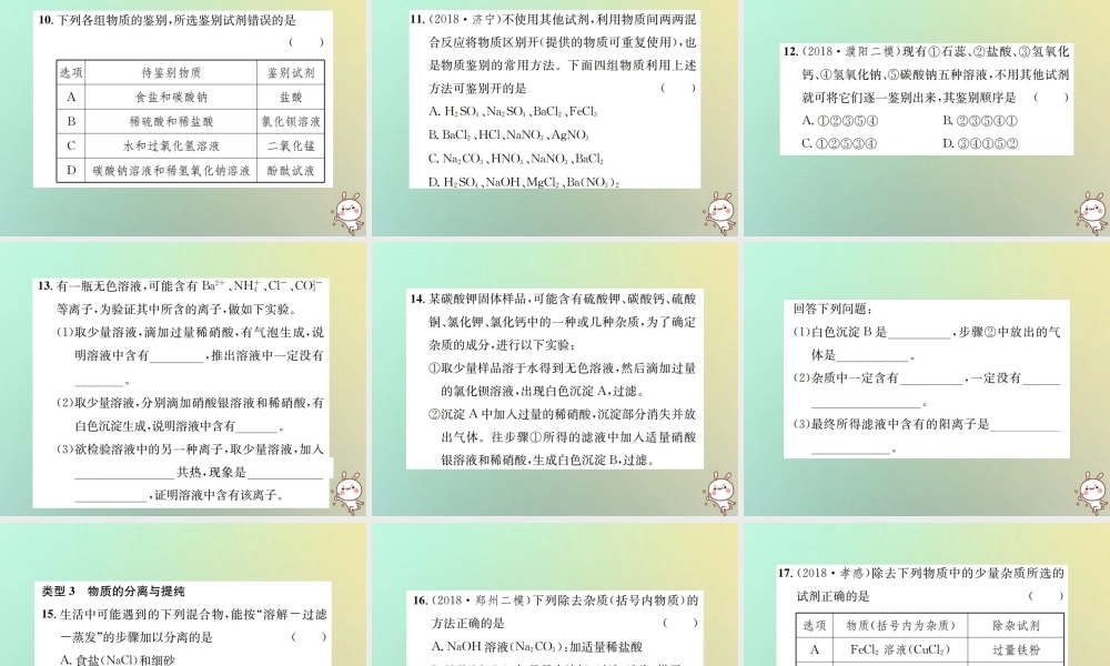 九年级化学下册 第十一单元 盐 化肥滚动小专题(四)课件 (新版)新人教版 课件