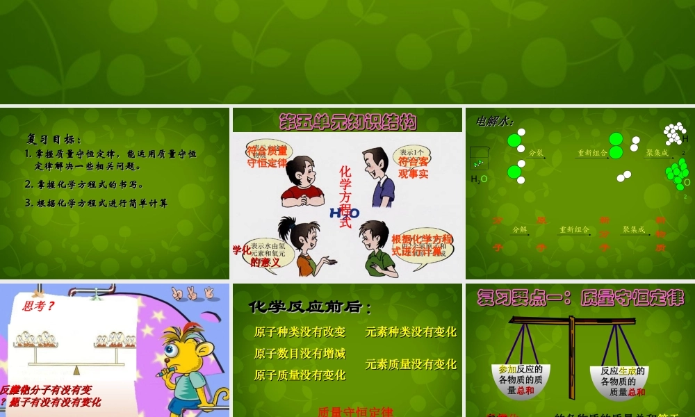 九年级化学上册 第五单元 化学方程式复习课件1 (新版)新人教版 课件