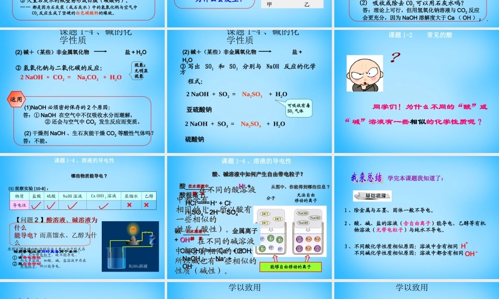 九年级化学下册 101 常见的酸和碱课件 (新版)新人教版 课件