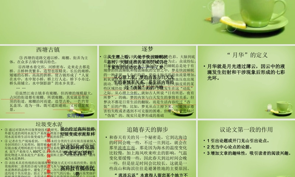 中考语文 说明文概括专题课件