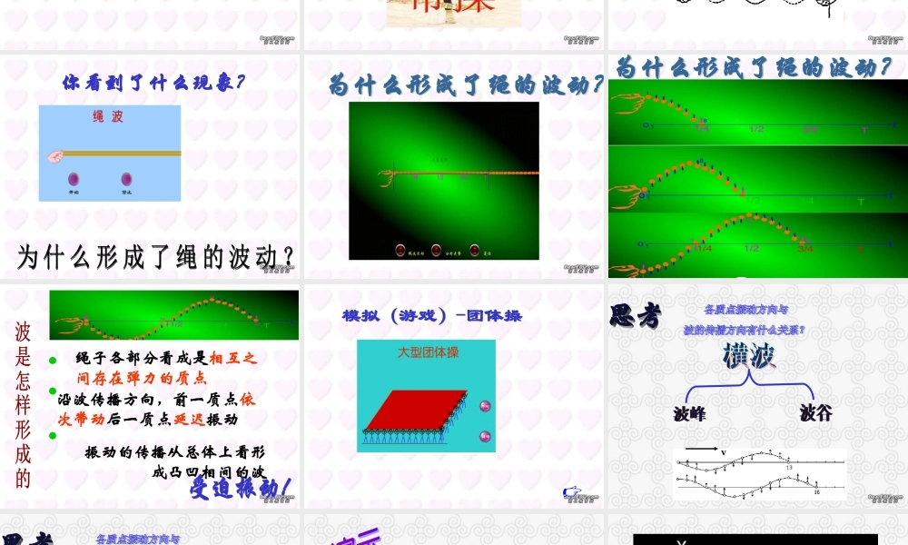 g波的形成和传播 高二物理波的形成和传播整理课件课件(含ppt,pps,flash,视频文件)人教版 高二物理波的形成和传播整理课件课件(含ppt,pps,flash,视频文件)人教版