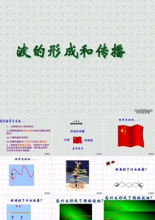 g波的形成和传播 高二物理波的形成和传播整理课件课件(含ppt,pps,flash,视频文件)人教版 高二物理波的形成和传播整理课件课件(含ppt,pps,flash,视频文件)人教版