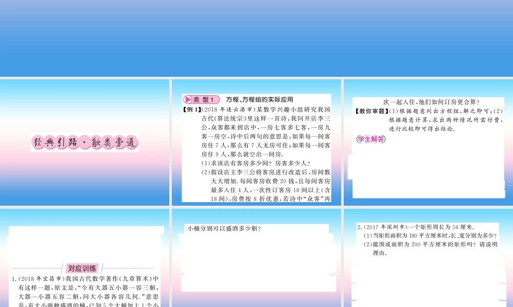 (课标版通用)中考数学总复习 第二轮 小专题集训 题型专攻 小专题(二)习题课件