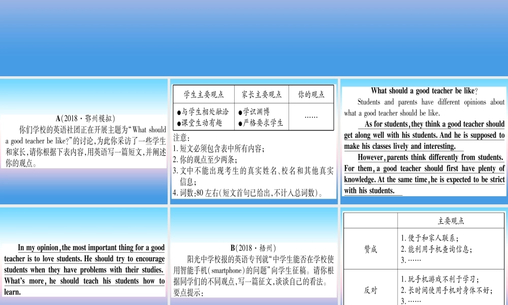 (湖北专用版)版中考英语专题高分练 专题突破二十一 书面表达实用课件