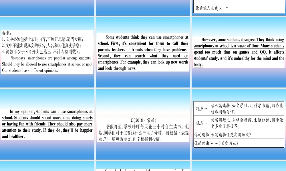 (湖北专用版)版中考英语专题高分练 专题突破二十一 书面表达实用课件