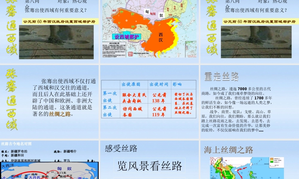 七年级历史上册 第十五课汉通西域与丝绸之路课件 人教新课标版 课件