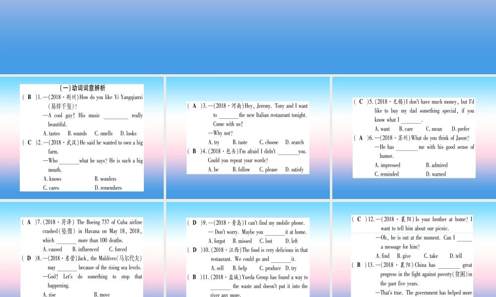中考英语准点备考 专题精练六 动词和动词短语课件