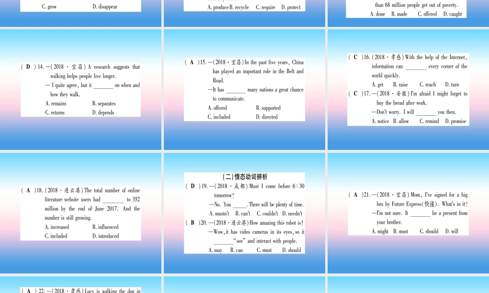 中考英语准点备考 专题精练六 动词和动词短语课件