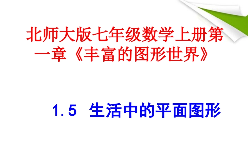 七年级数学上册 第一章(丰富的图形世界)1.5生活中的平面图形课件 北师大版 课件