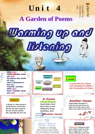 unit 4 Warming-up, Listening and Speaking 新课标 人教版 课件