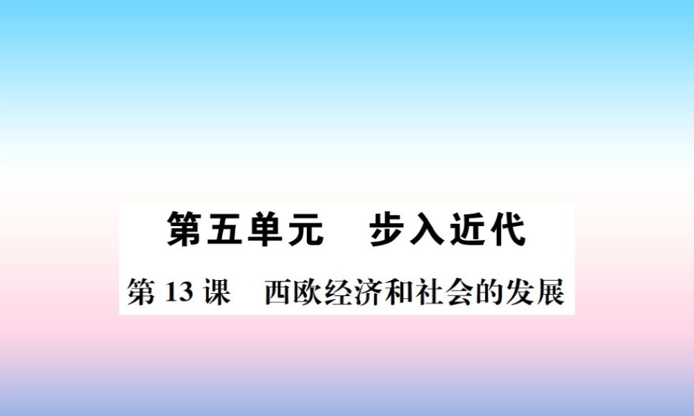 九年级历史上册 第5单元 步入近代 第13课 西欧经济和社会的发展作业课件 新人教版 课件