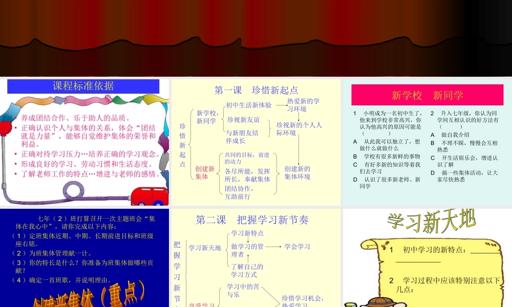 七年级政治笑迎新生活复习课件 七年级政治上：第一课 珍惜新起点 课件人教版新课标