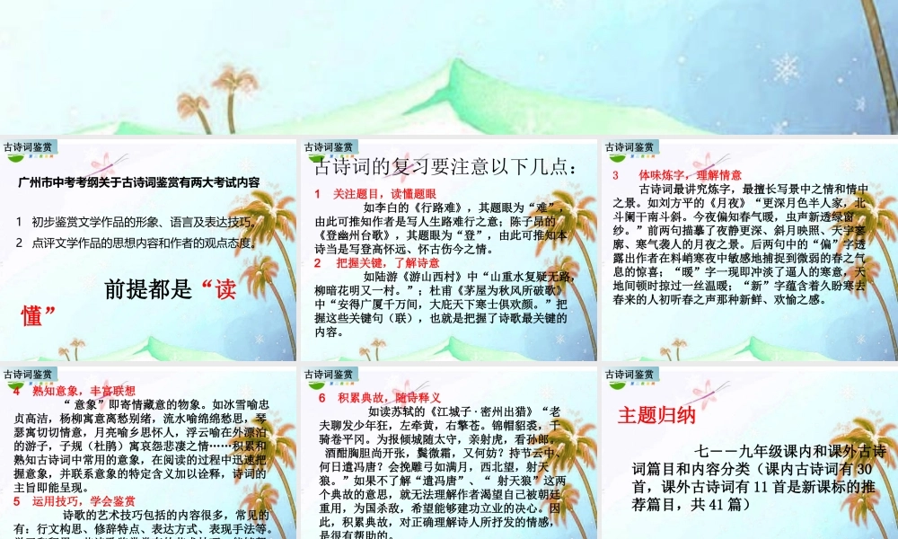 中考语文 古诗词鉴赏专题专项复习课件