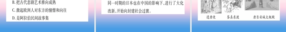 (甘肃专用)中考历史总复习 第一篇 考点系统复习 板块四 世界古代史 主题二 封建时代的欧洲与亚洲(精练)课件