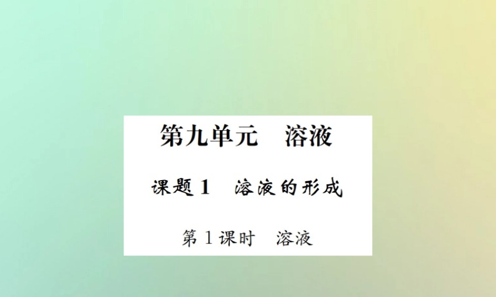 九年级化学下册 第九单元 溶液 课题1 溶液的形成 第1课时 溶液习题课件 (新版)新人教版 课件