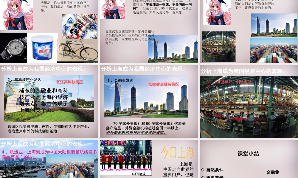 七年级历史与社会下册 第六单元 第2课 第4框(我国的经济中心—上海)课件 人教版 课件