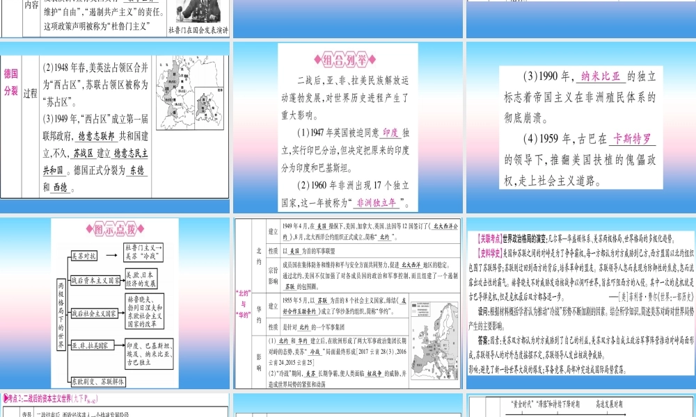 (云南专用)中考历史总复习 第一篇 考点系统复习 板块5 世界现代史 主题三 第二次世界大战后的世界(精讲)课件