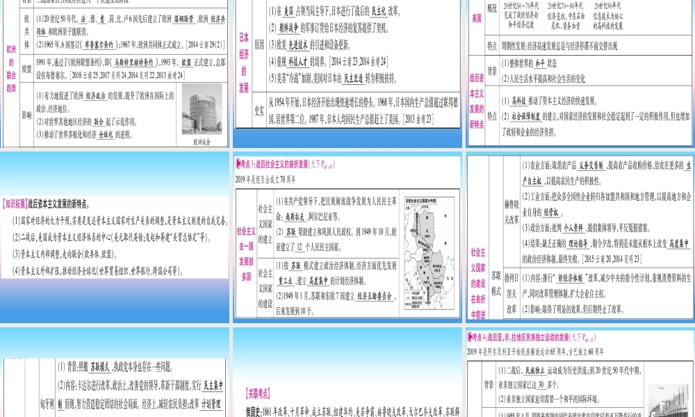 (云南专用)中考历史总复习 第一篇 考点系统复习 板块5 世界现代史 主题三 第二次世界大战后的世界(精讲)课件