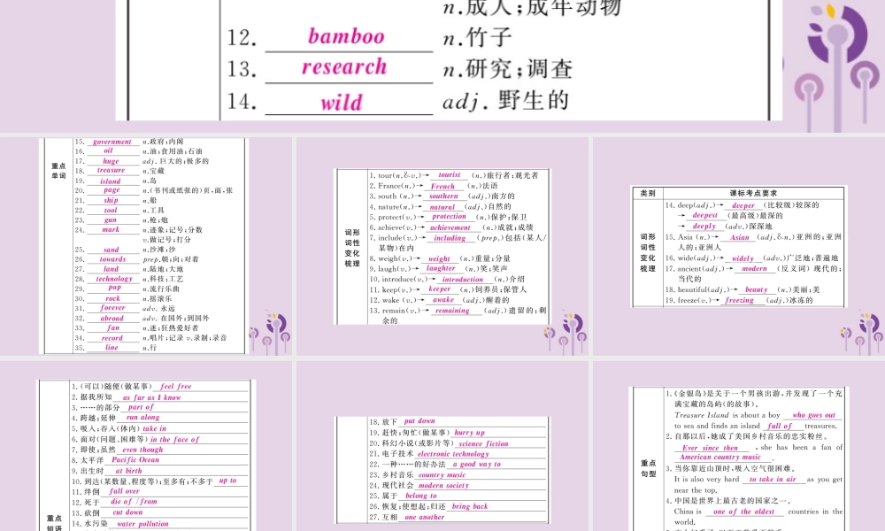 中考英语复习 第一篇 教材过关 八下 第14课时 Units 7 8课件