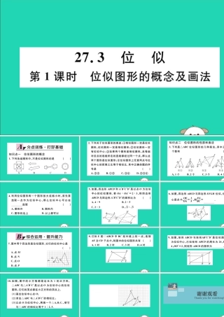 (湖北专用)九年级数学下册 第27章 相似 27.3 位似 第1课时 位似图形的概念及画法习题讲评课件 (新版)新人教版 课件