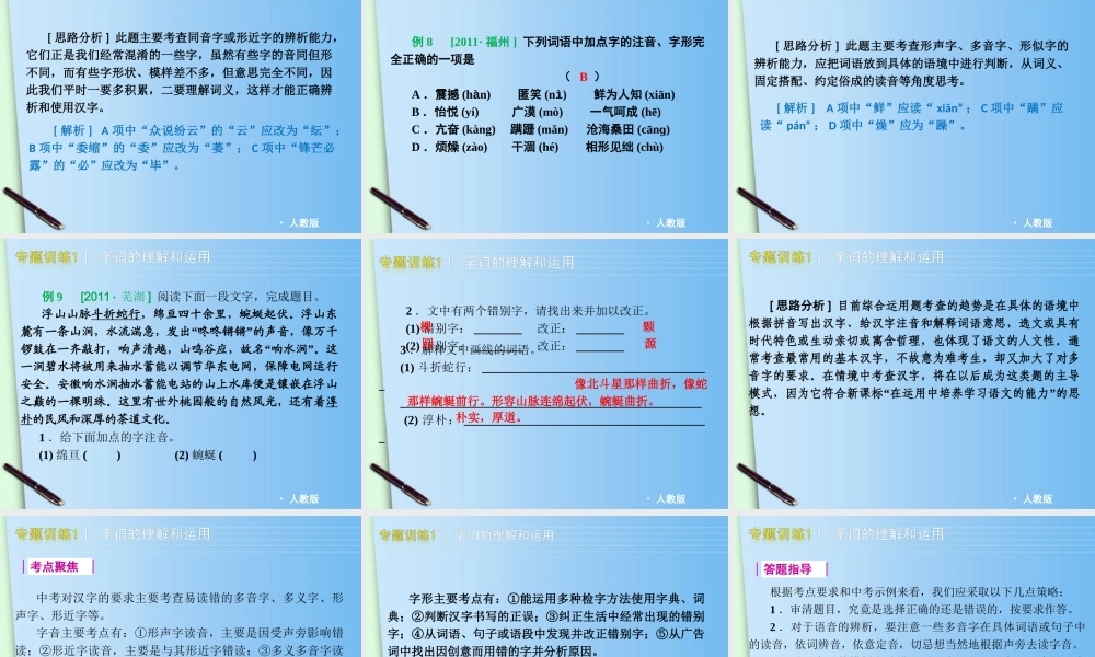 中考语文二轮复习 第一篇积累与运用课件 人教新课标版 课件