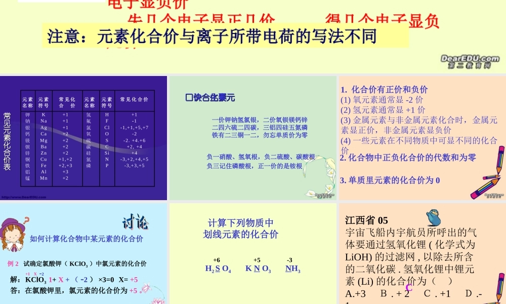 九年级化学化合价 新课标 人教版 课件