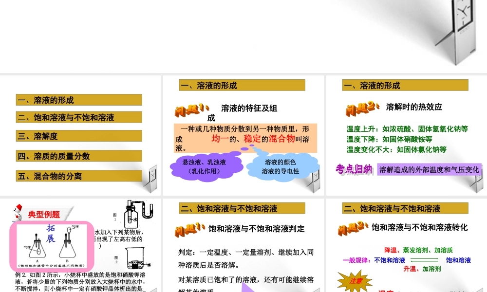 九年级化学 第七章 溶液复习课件 粤教版 课件