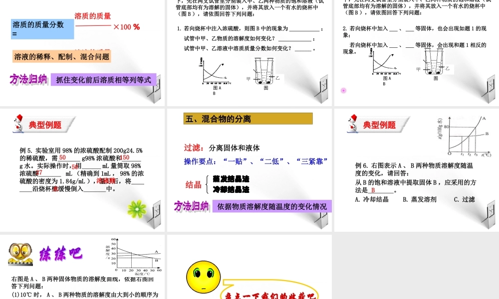 九年级化学 第七章 溶液复习课件 粤教版 课件