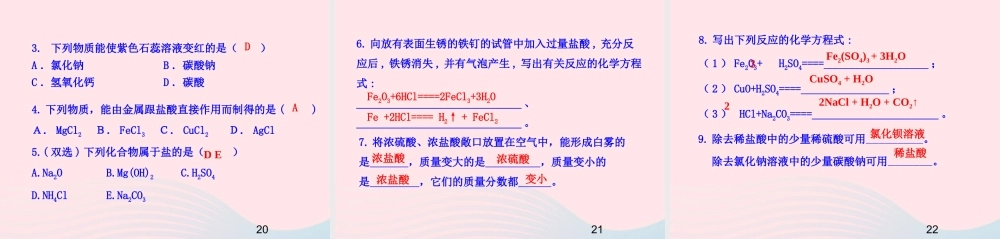 九年级化学下册 第七单元 第一节 酸及其性质课件 鲁教版 课件