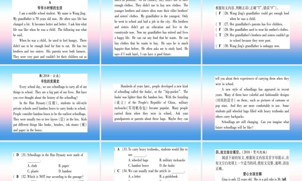 中考英语准点备考 第一部分 教材系统复习 考点精练十二 八下 Unit 8课件