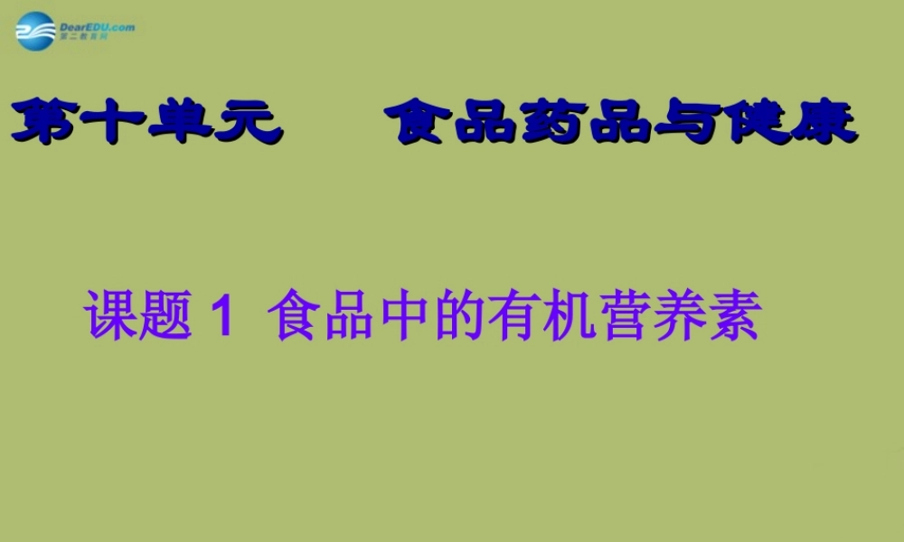 九年级化学下册 101 食品中的有机营养素课件4 粤教版 课件