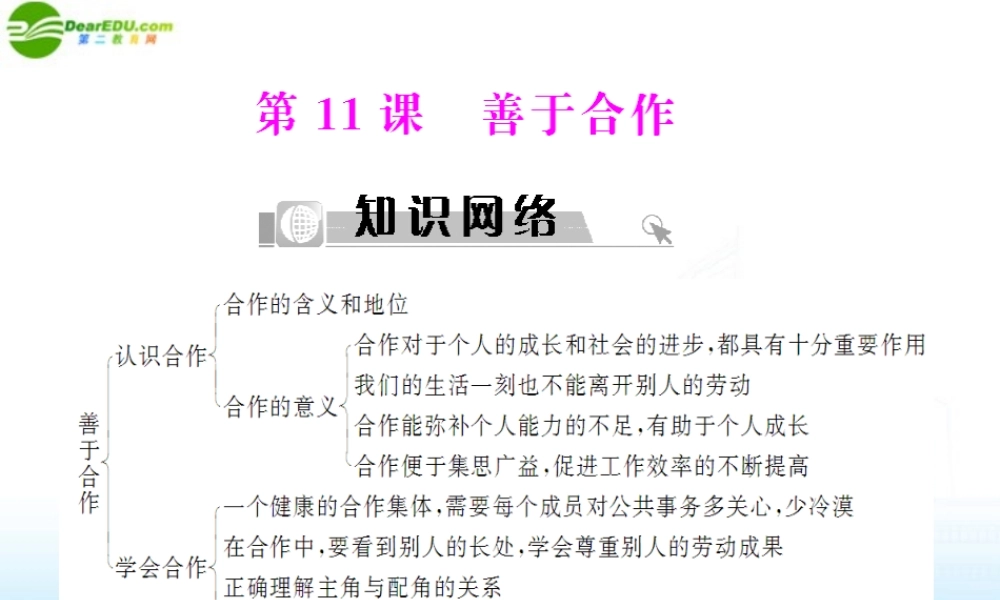 七年级政治下册　第11课善于合作课件　北师大版 课件