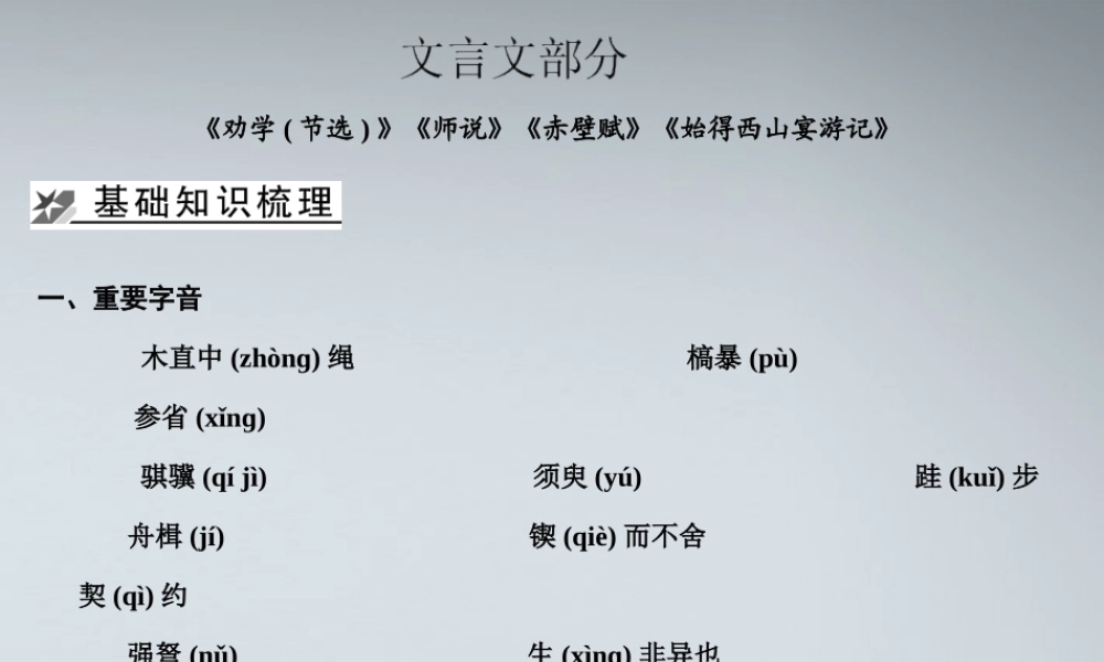 1文言文部分教材梳理课件 苏教版必修1 课件