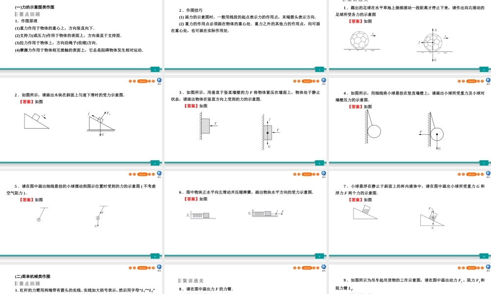 中考物理二轮复习 专题1 作图题 第2节 力学作图课件