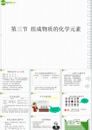 九年级化学 第三节组成物质的化学元素(1)沪教版 课件