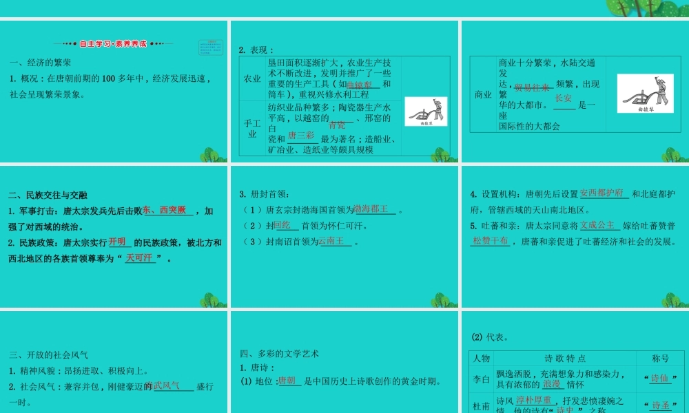 七年级历史下册 第一单元 隋唐时期：繁荣与开放的时代 第3课盛唐气象习题课件 新人教版 课件