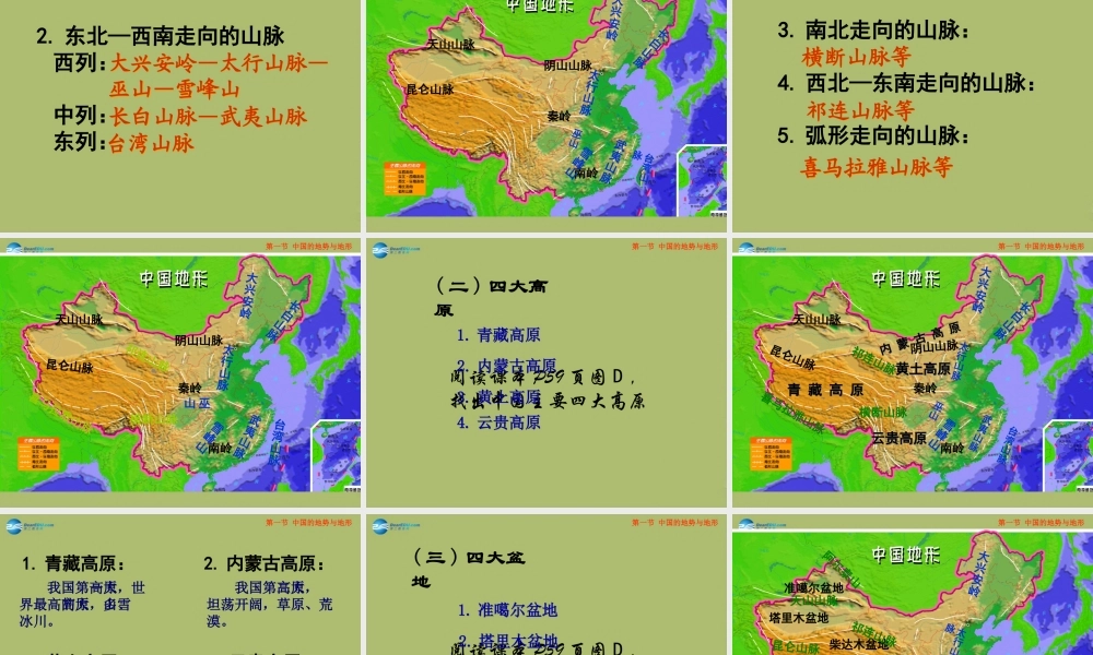 七年级地理上册 3.1 中国的地势与地形课件 中图版 课件