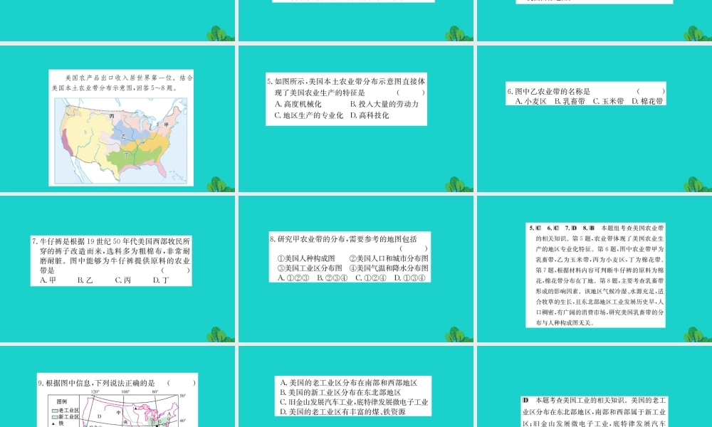 七年级地理下册 第九章 第一节 美国习题课件(新版)新人教版 课件