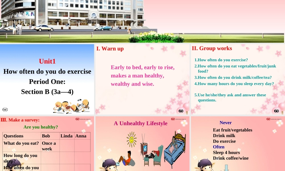 Period 4 Unit 1 How often do you exercise课件 Unit 1 How often do you exercise课件