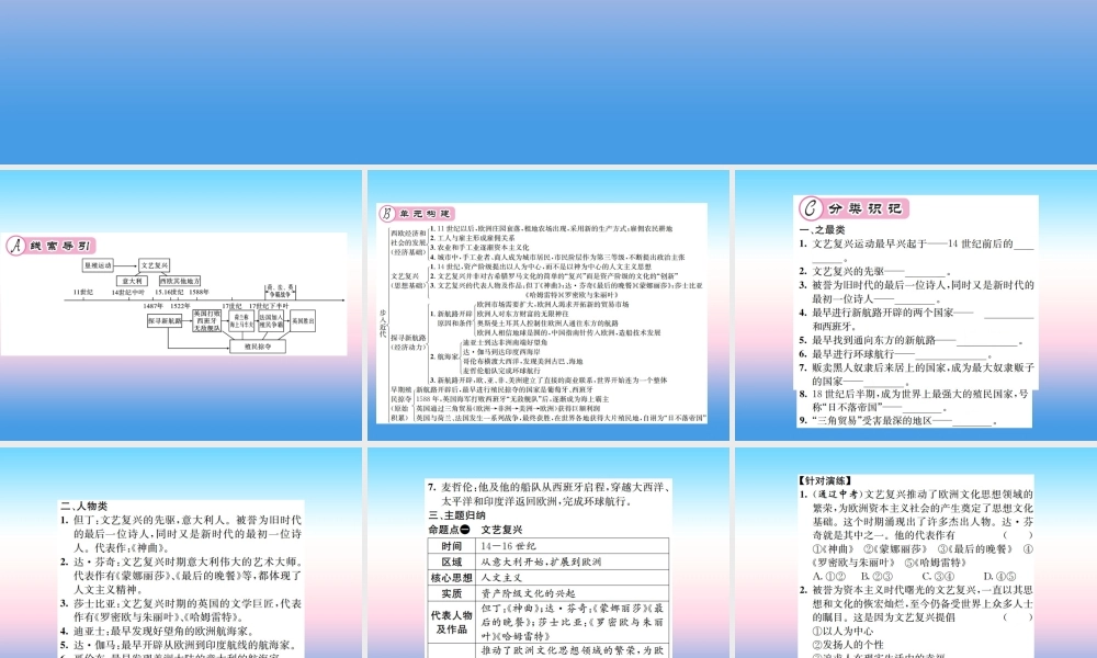 九年级历史上册 第5单元 步入近代核心素养整合提升作业课件 新人教版 课件