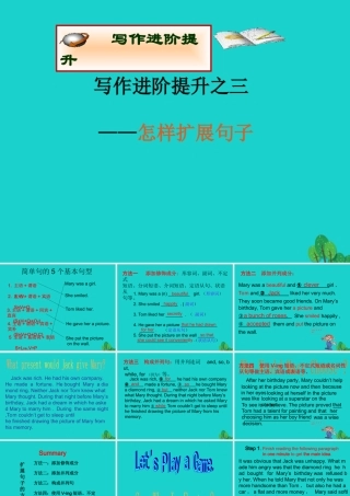 (江苏专用)高考英语一轮复习 高考写作6大增分锦囊与6类背诵宝典 6大增分锦囊 3教你如何扩展句子课件