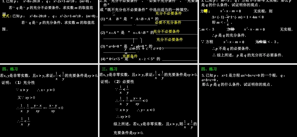 1.2.1充分条件与必要条件(2) 高三数学第一章 小结与复习课件(打包)人教版选修2-1 高三数学第一章 小结与复习课件(打包)人教版选修2-1