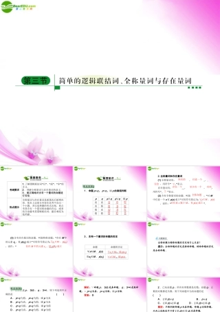 3简单的逻辑连接词 全程量词与存在量词课件 新人教A版 课件