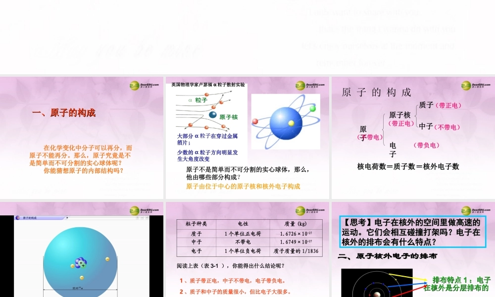 九年级化学上册 第三单元 物质构成的奥秘 课题2 原子的构成课件1 (新版)新人教版 课件