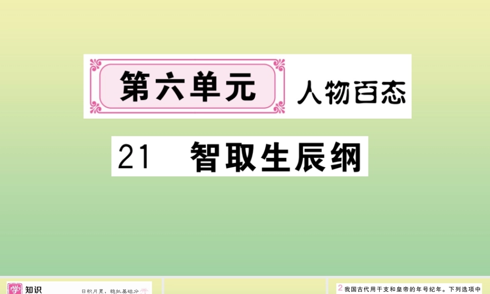 (河北专版)九年级语文上册 第六单元 21 智取生辰纲作业课件 新人教版 课件