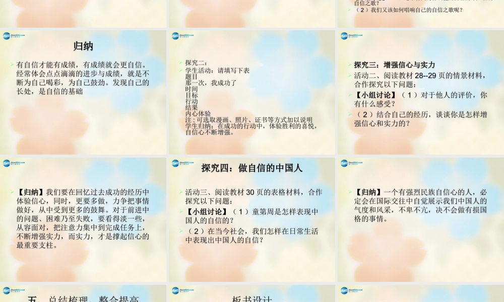 七年级政治下册 第二课 第三框 唱响自信之歌课件 新人教版 课件